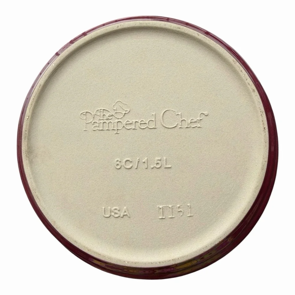 Pampered Chef New Stoneware Cranberry Covered Baking Roaster Dutch Oven 1151